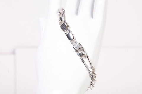 Beautiful Mens 925 Sterling Silver Figaro Chain Bracelet 8 3/4"