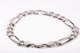 Beautiful Mens 925 Sterling Silver Figaro Chain Bracelet 8 3/4"