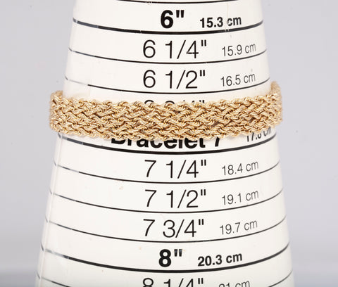 Ladies 14k Yellow Gold Rope Braided Bracelet Size 6.75"