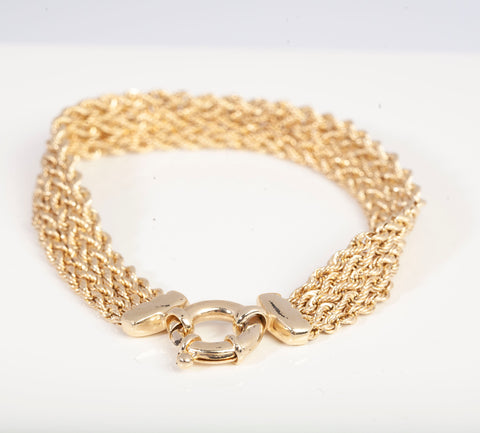 Ladies 14k Yellow Gold Rope Braided Bracelet Size 6.75"