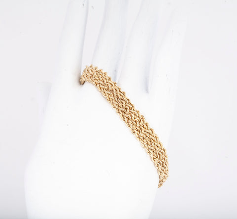Ladies 14k Yellow Gold Rope Braided Bracelet Size 6.75"