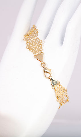 Ladies High Polished Mesh Bracelet 14k Yellow Gold