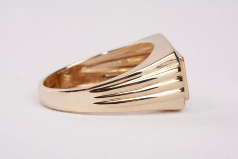 Gentlemen's 10k Yellow Gold Pave Signet Diamond Ring