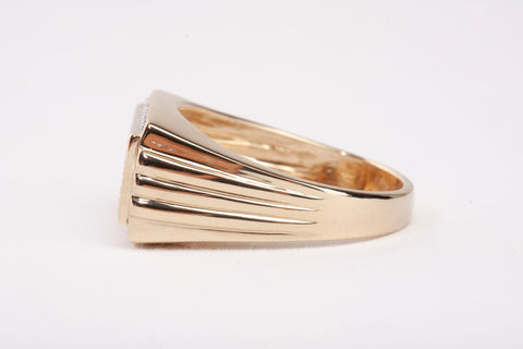 Gentlemen's 10k Yellow Gold Pave Signet Diamond Ring