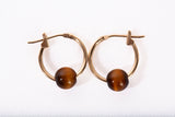 Ladies 14k Yellow Gold Tigers Eye Mini Hoops Earrings