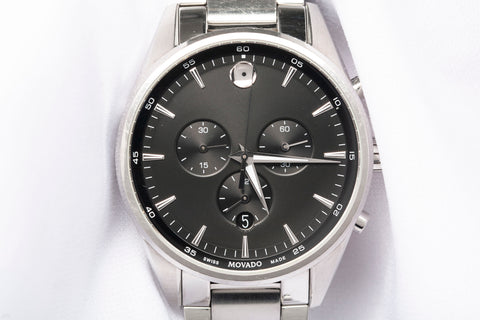 Authentic Movado Stratus Stainless Steel Chronograph Quartz Men's Watch