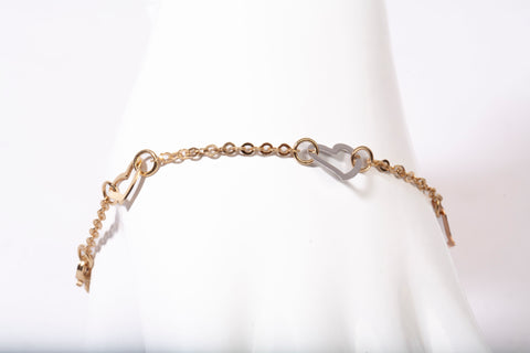 Ladies 14k Three-Tone Gold Heart Link Bracelet Size 7"