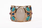 Vintage 14k Yellow Gold Moonstone with Turquoise Accents Ring