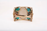 Vintage 14k Yellow Gold Moonstone with Turquoise Accents Ring