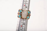 Vintage 14k Yellow Gold Moonstone with Turquoise Accents Ring