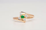 Ladies 18k Yellow Gold Emerald & Cubic Zirconia Ring