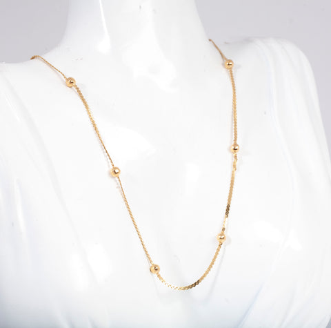 Ladies 14k Yellow Gold Beaded By The Yard Necklace