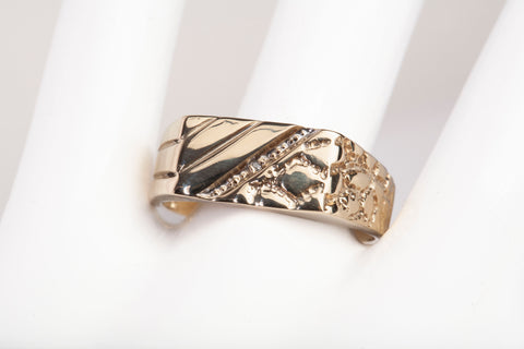 Gentlemen's 10k Yellow Gold Rectangle Nugget Style Ring