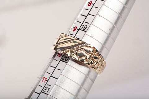 Gentlemen's 10k Yellow Gold Rectangle Nugget Style Ring