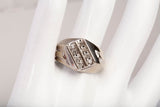 Men's 10k White Gold Diagonal Double Row Diamond Ring