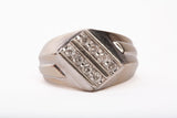 Men's 10k White Gold Diagonal Double Row Diamond Ring