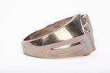 Men's 10k White Gold Diagonal Double Row Diamond Ring