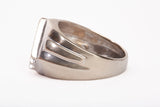 Men's 10k White Gold Diagonal Double Row Diamond Ring