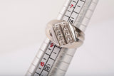 Men's 10k White Gold Diagonal Double Row Diamond Ring