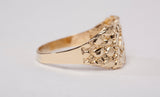 Gentlemen's 10k Yellow Gold Nugget Ring Size 7.75"