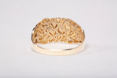 Gentlemen's 10k Yellow Gold Nugget Ring Size 7.75"