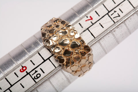 Gentlemen's 10k Yellow Gold Nugget Ring Size 7.75"