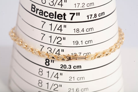 Ladies 14k Yellow Gold Fancy Link Bracelet Size 7.75"