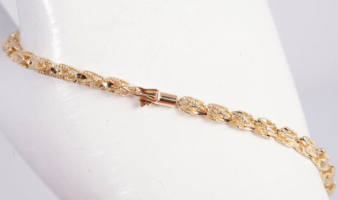 Ladies 14k Yellow Gold Fancy Link Bracelet Size 7.75"