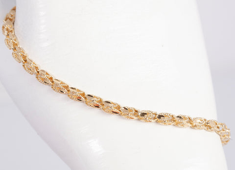 Ladies 14k Yellow Gold Fancy Link Bracelet Size 7.75"