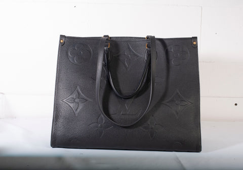 Authentic Louis Vuitton Black Monogram Empreinte Giant OnTheGo MM Tote Bag