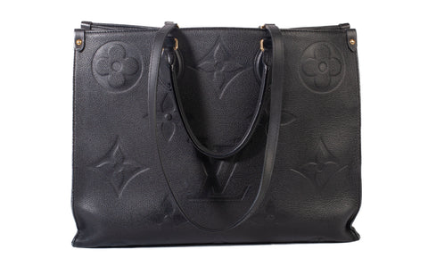 Authentic Louis Vuitton Black Monogram Empreinte Giant OnTheGo MM Tote Bag