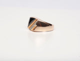 Gentlemens 14k Rose Gold Onyx & Stone Accent Band