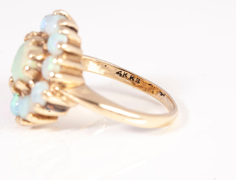 Ladies 14k Yellow Gold Opal Ring Size 4.75