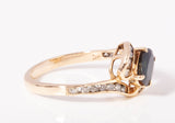 Ladies 14k Yellow Gold Blue Sapphire with Diamond Accents Bypass Ring