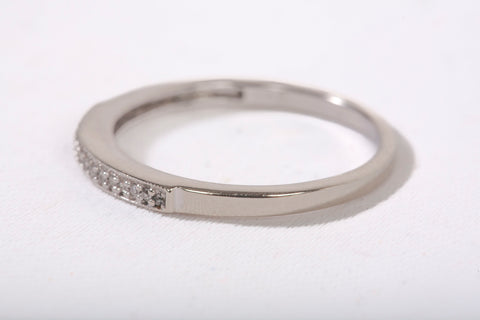 Ladies 10k White Gold Diamond Half Eternity Wedding Band Ring