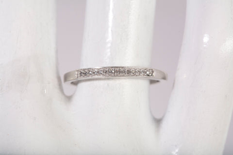 Ladies 10k White Gold Diamond Half Eternity Wedding Band Ring