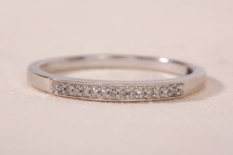 Ladies 10k White Gold Diamond Half Eternity Wedding Band Ring