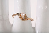 Ladies 10k Yellow Gold Dainty Pearl Ring