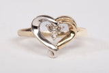 Ladies 10k Two-Tone Gold Open Heart Diamond Accent Ring