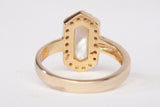 Ladies 14k Yellow Gold Synthetic Mother of Pearl Elongated Hexagon Cocktail Ring