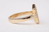Ladies 14k Yellow Gold Synthetic Mother of Pearl Elongated Hexagon Cocktail Ring