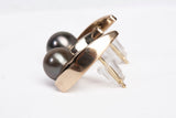 Ladies 14k Two-Tone Gold Tahitian Pearl Stud Earrings