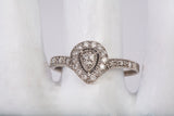 Ladies 10k White Gold Pear Cut Halo Diamond Engagement Ring