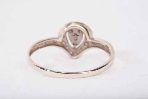 Ladies 10k White Gold Pear Cut Halo Diamond Engagement Ring