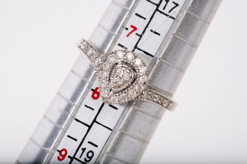 Ladies 10k White Gold Pear Cut Halo Diamond Engagement Ring