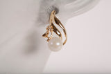 Ladies 14k Yellow Gold Pearl Dangle Earrings