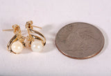 Ladies 14k Yellow Gold Pearl Dangle Earrings