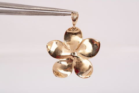 Ladies 14k Yellow Gold Plumeria Flower Pendant
