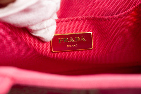 Authentic Pink Prada Canapa Small Logo Tote Bag