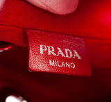 Authentic Red Prada Canvas Grommet Canapa Small Tote Bag
